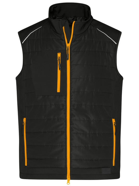 Hybrid Vest Herren Softshell – Daiber – Farbe black/neon-orange – individuell veredelbar