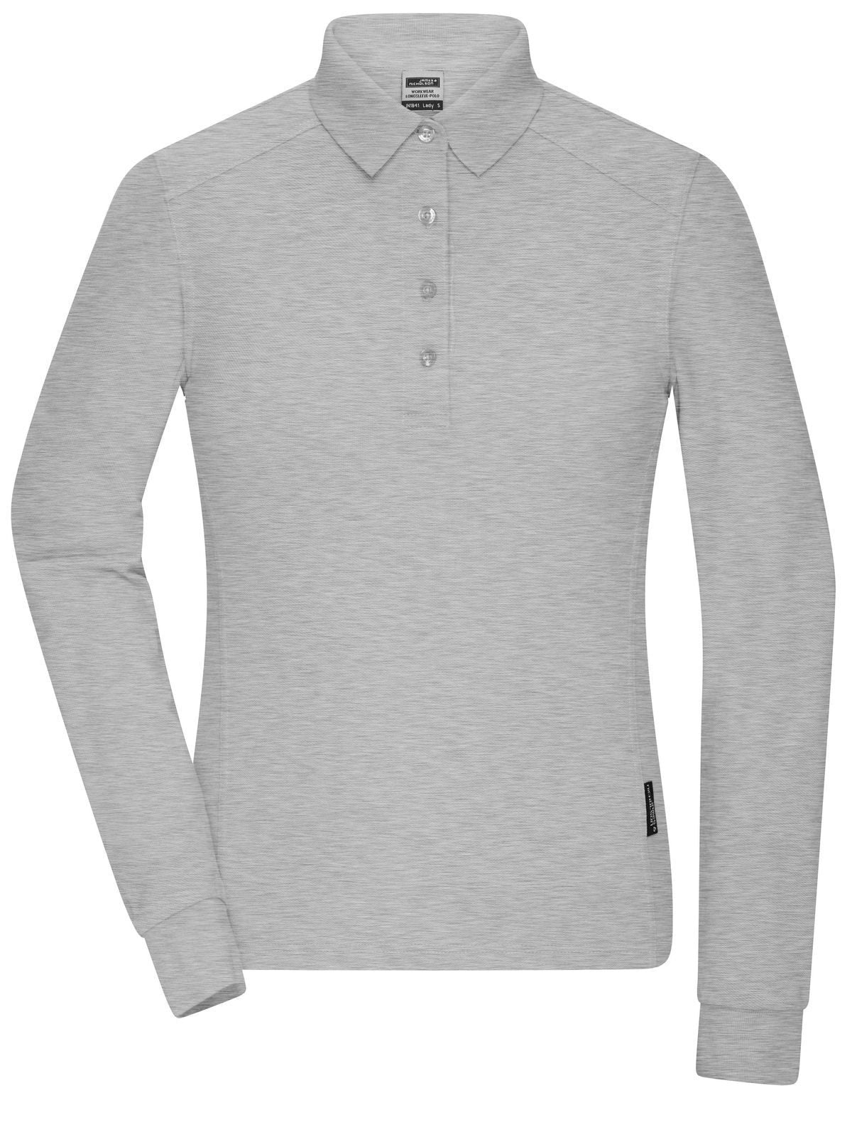 Ladies' Workwear-Longsleeve Polo Damen Poloshirt – Daiber – Farbe grey-heather – individuell veredelbar