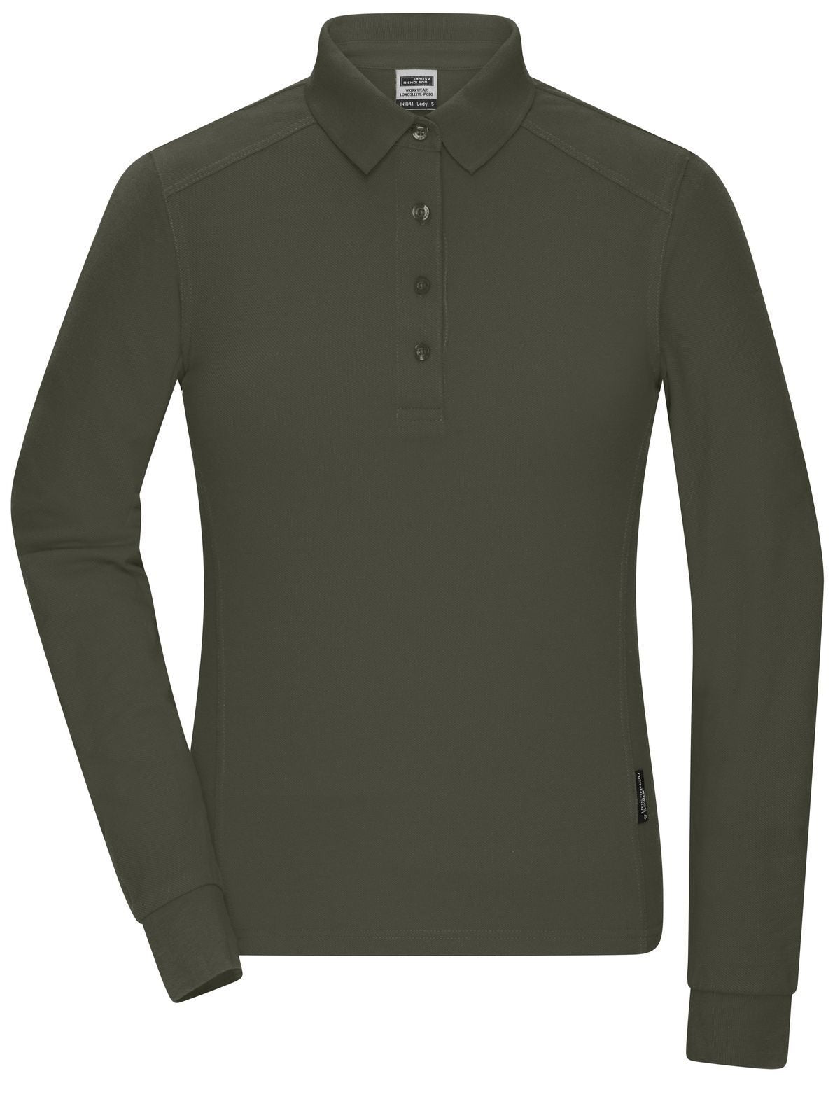Ladies' Workwear-Longsleeve Polo Damen Poloshirt – Daiber – Farbe Olive – individuell veredelbar