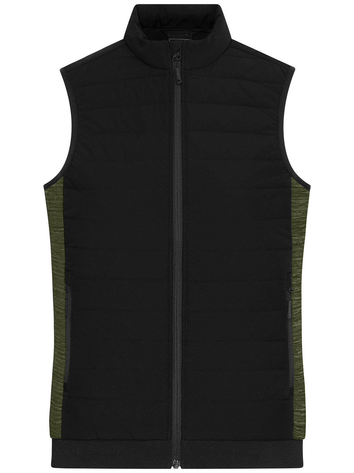 Ladies' Padded Hybrid Vest Damen Jacke – Daiber – Farbe black/olive-melange – individuell veredelbar
