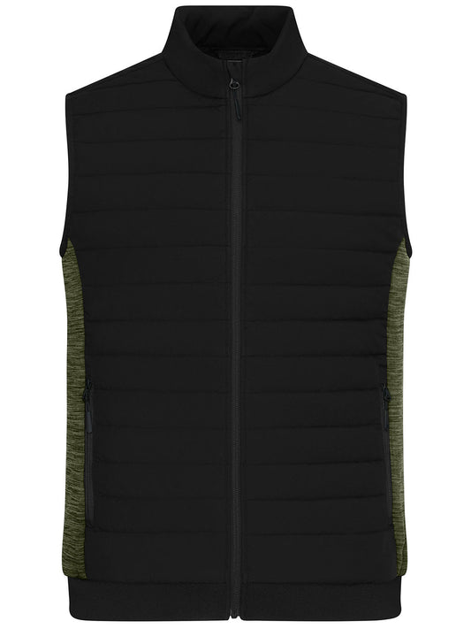 Padded Hybrid Vest Herren Jacke – Daiber – Farbe black/olive-melange – individuell veredelbar