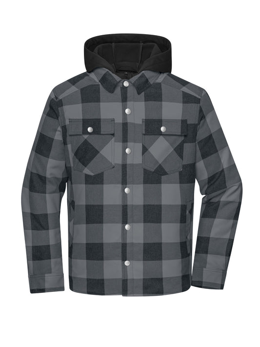 Workwear Check Shirt Jacket Herren – Daiber – Farbe black/metal-grey – individuell veredelbar