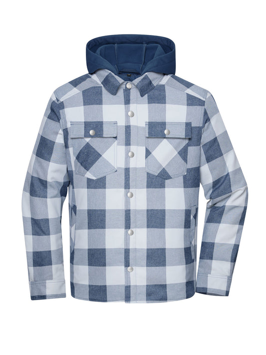 Workwear Check Shirt Jacket Herren – Daiber – Farbe deep-blue/foggy-grey – individuell veredelbar