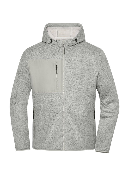 Workwear Knitted Fleece Jacket Herren – Daiber – Farbe cement-melange/nature – individuell veredelbar