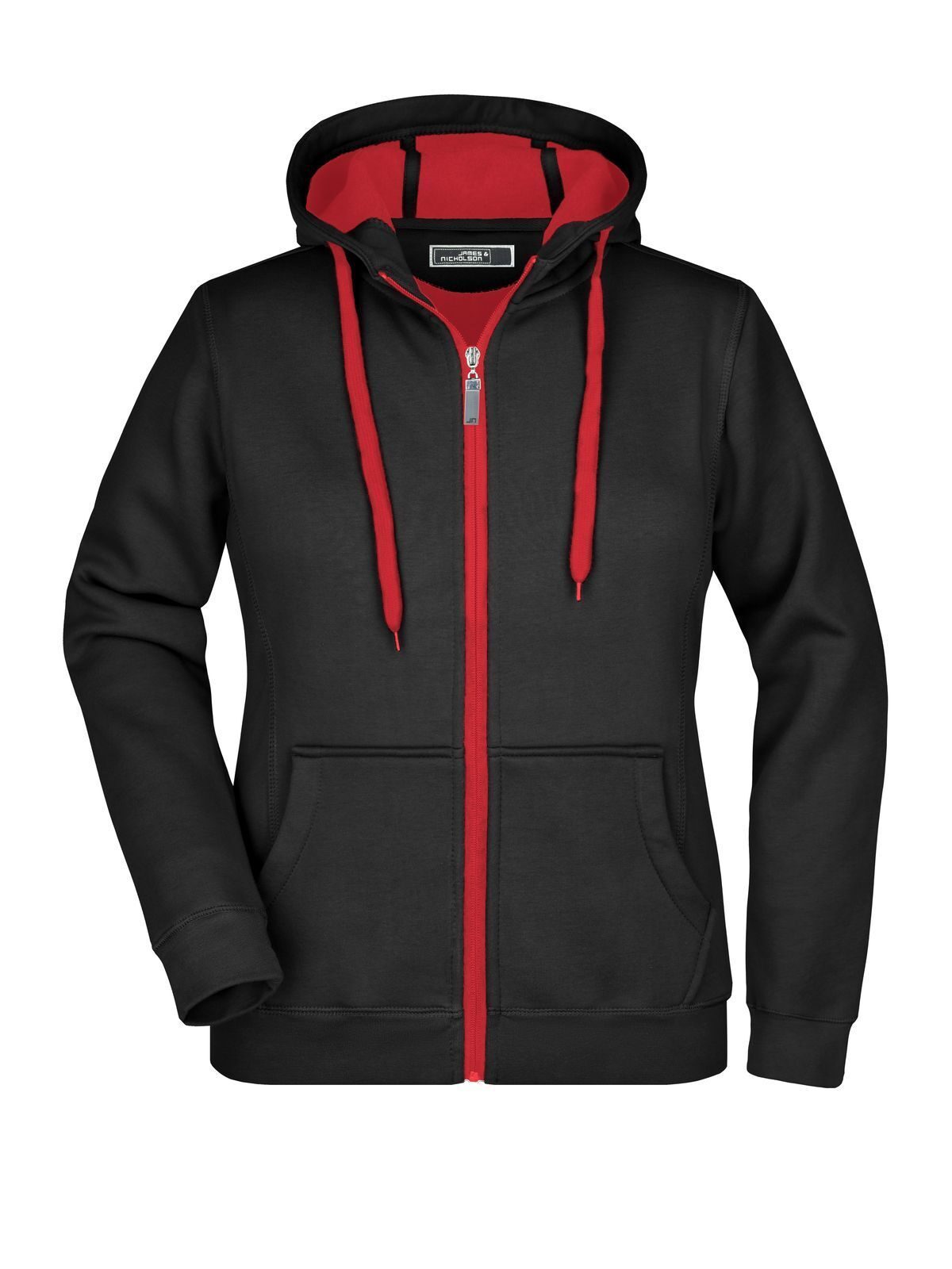 Ladies' Doubleface Jacket Damen Sweatshirt / Hoodie – Daiber – Farbe black/red – individuell veredelbar