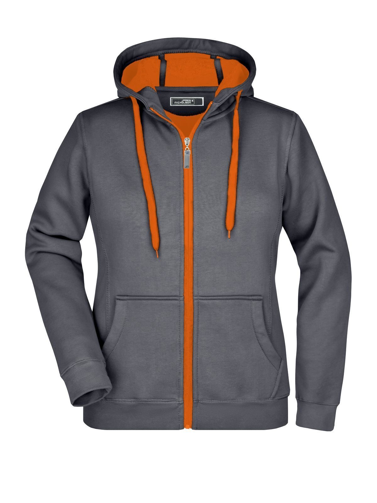 Ladies' Doubleface Jacket Damen Sweatshirt / Hoodie – Daiber – Farbe carbon/orange – individuell veredelbar