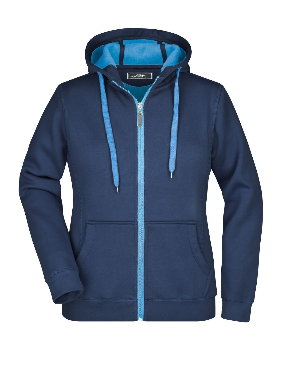 Ladies' Doubleface Jacket Damen Sweatshirt / Hoodie – Daiber – Farbe navy/aqua – individuell veredelbar