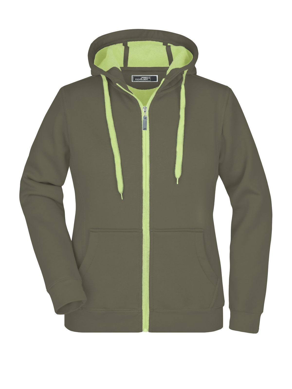 Ladies' Doubleface Jacket Damen Sweatshirt / Hoodie – Daiber – Farbe olive/lime-green – individuell veredelbar