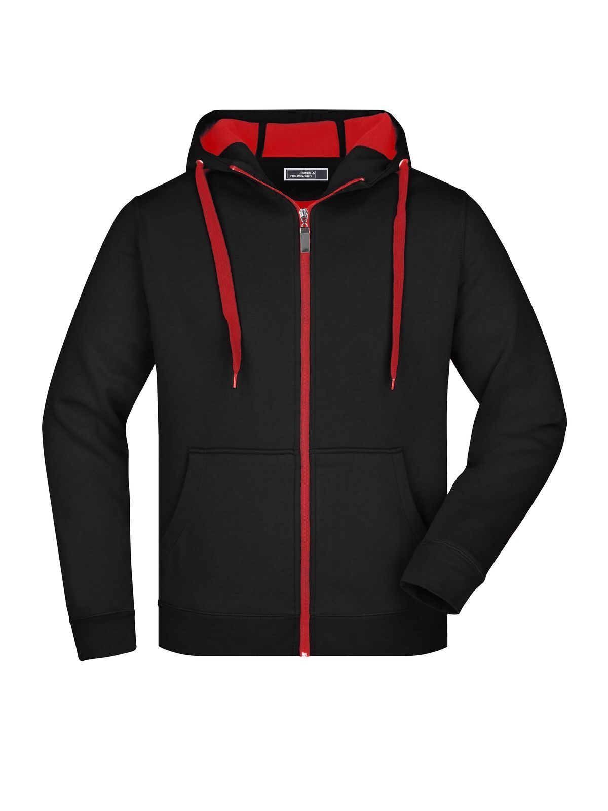 Doubleface Jacket Herren Sweatshirt / Hoodie – Daiber – Farbe black/red – individuell veredelbar