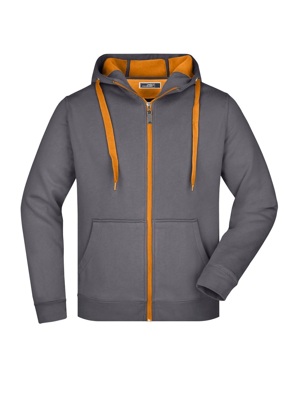 Doubleface Jacket Herren Sweatshirt / Hoodie – Daiber – Farbe carbon/orange – individuell veredelbar