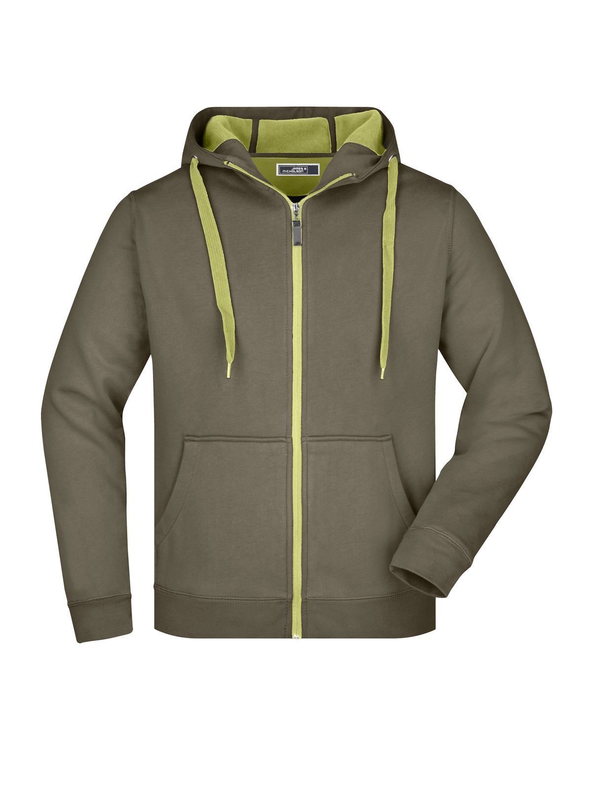 Doubleface Jacket Herren Sweatshirt / Hoodie – Daiber – Farbe olive/lime-green – individuell veredelbar