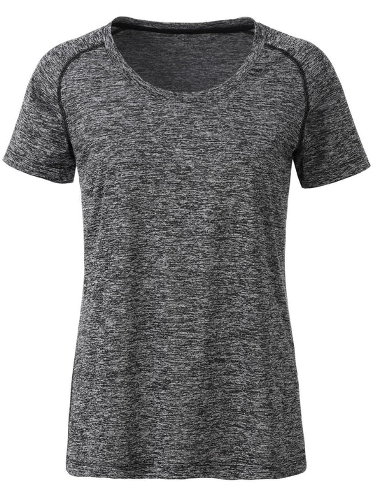 Ladies' Sports Damen T-Shirt – Daiber – Farbe black-melange/black – individuell veredelbar