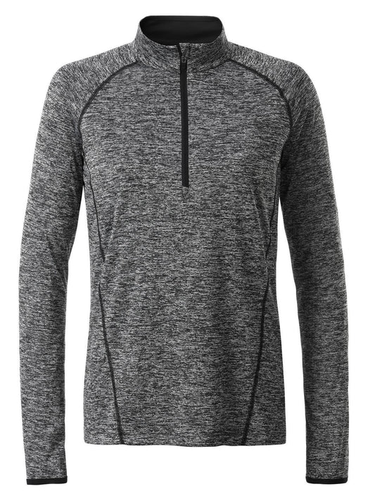 Ladies' Sports Longsleeve Damen T-Shirt – Daiber – Farbe black-melange/black – individuell veredelbar