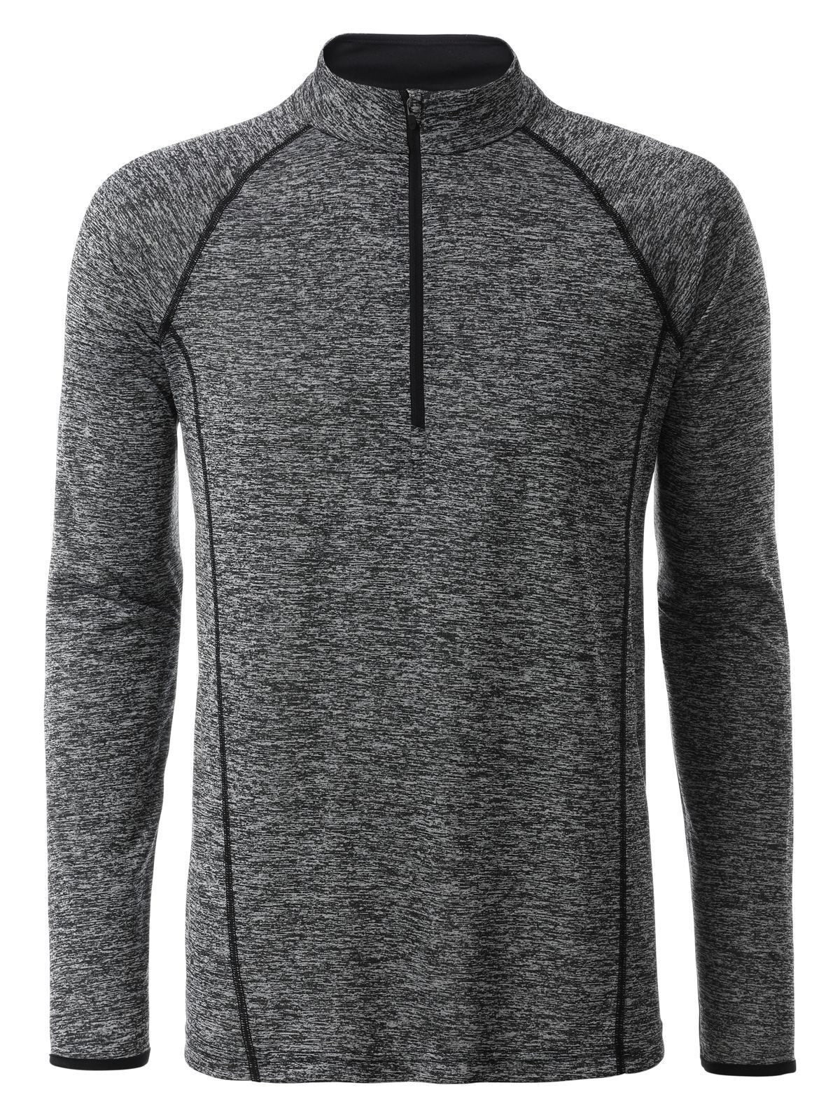 Sports Longsleeve Herren T-Shirt – Daiber – Farbe black-melange/black – individuell veredelbar