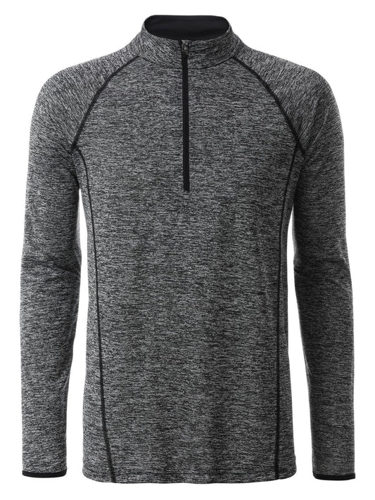 Sports Longsleeve Herren T-Shirt – Daiber – Farbe black-melange/black – individuell veredelbar