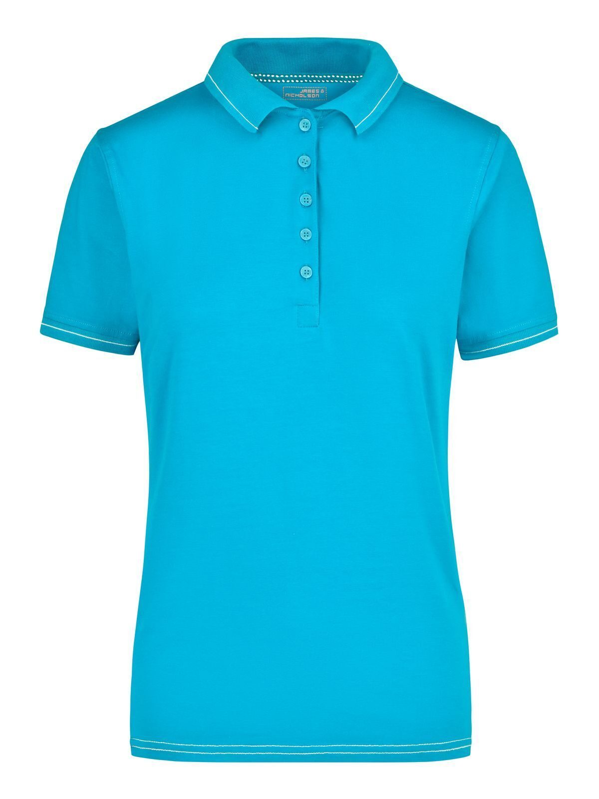 Ladies' Elastic Polo Damen Poloshirt – Daiber – Farbe aqua/white – individuell veredelbar