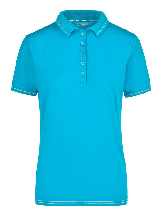 Ladies' Elastic Polo Damen Poloshirt – Daiber – Farbe aqua/white – individuell veredelbar