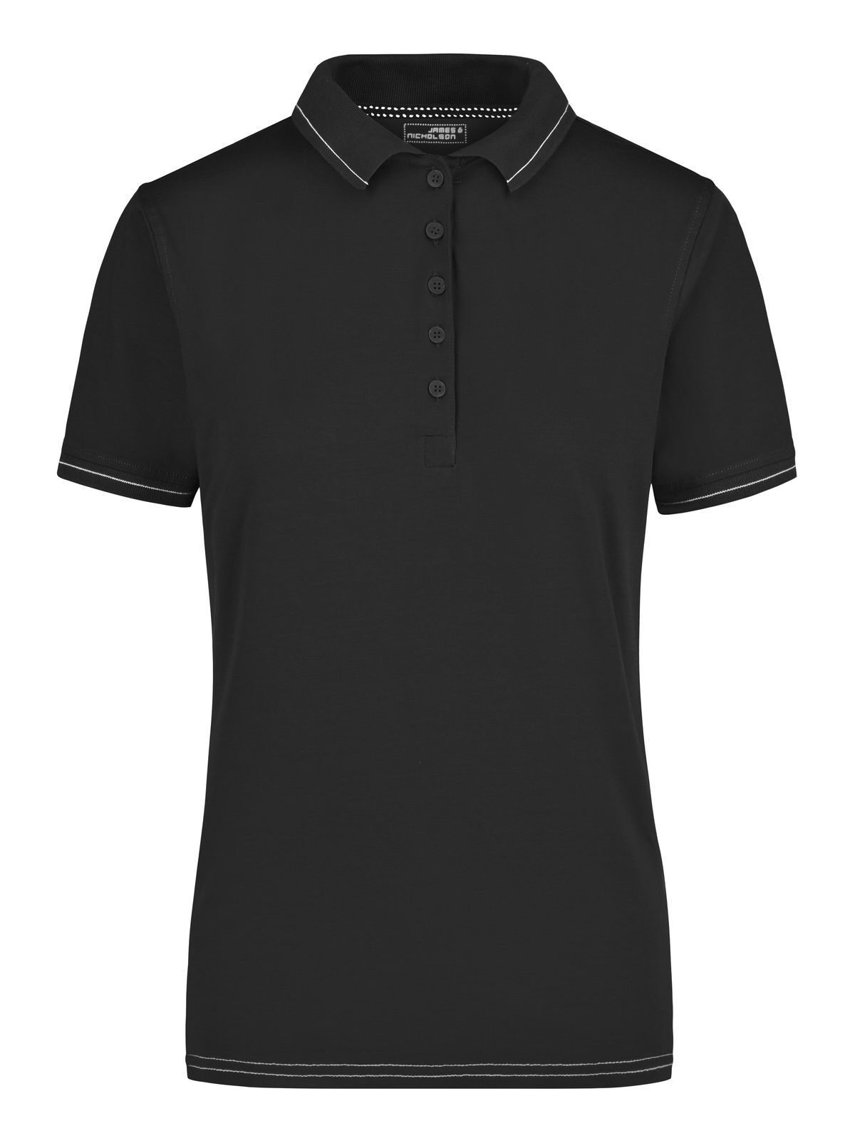 Ladies' Elastic Polo Damen Poloshirt – Daiber – Farbe black/white – individuell veredelbar