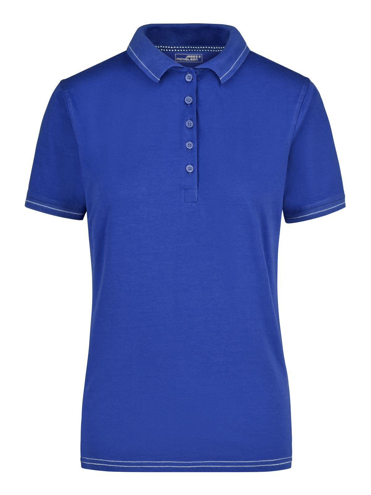 Ladies' Elastic Polo Damen Poloshirt – Daiber – Farbe royal/white – individuell veredelbar