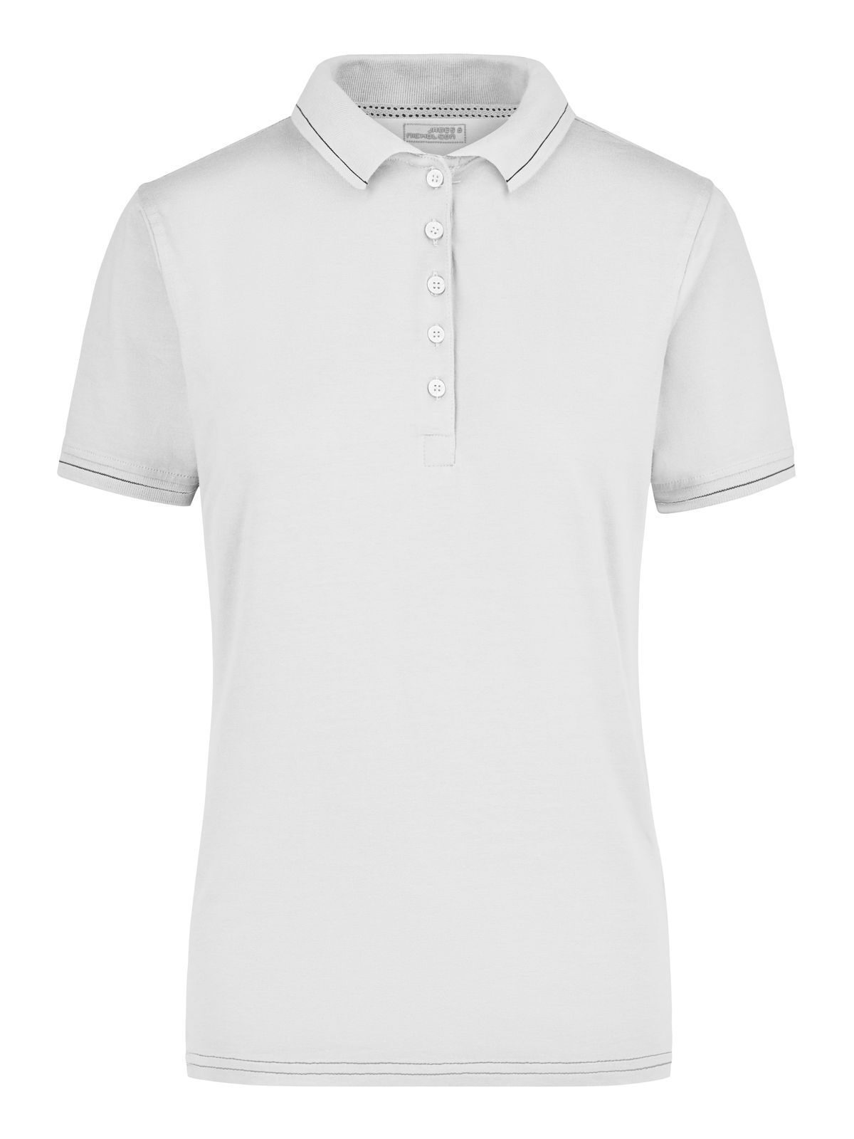 Ladies' Elastic Polo Damen Poloshirt – Daiber – Farbe white/black – individuell veredelbar
