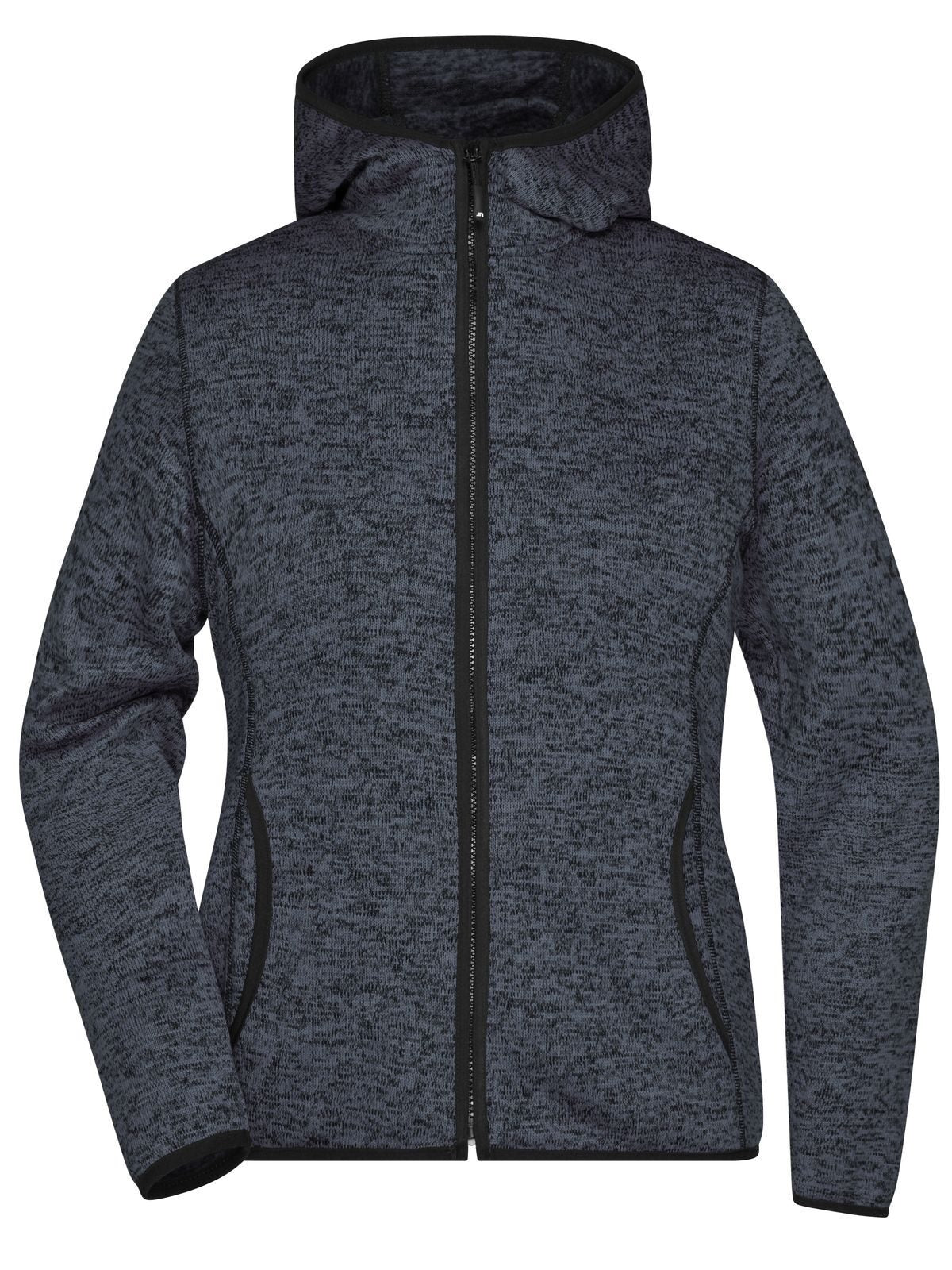 Ladies' Knitted Fleece Hoody Damen – Daiber – Farbe dark-melange/black – individuell veredelbar