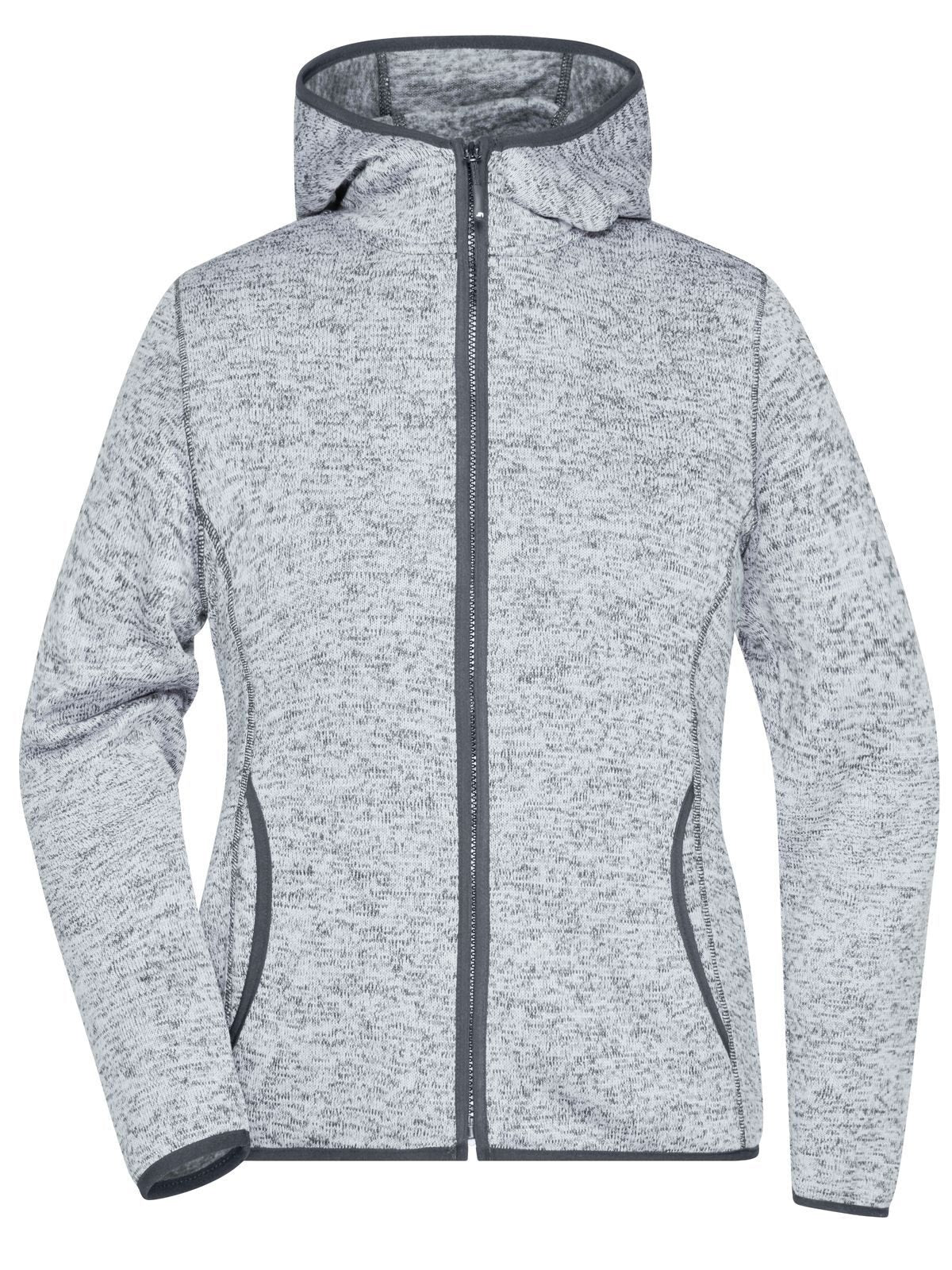 Ladies' Knitted Fleece Hoody Damen – Daiber – Farbe light-melange/carbon – individuell veredelbar