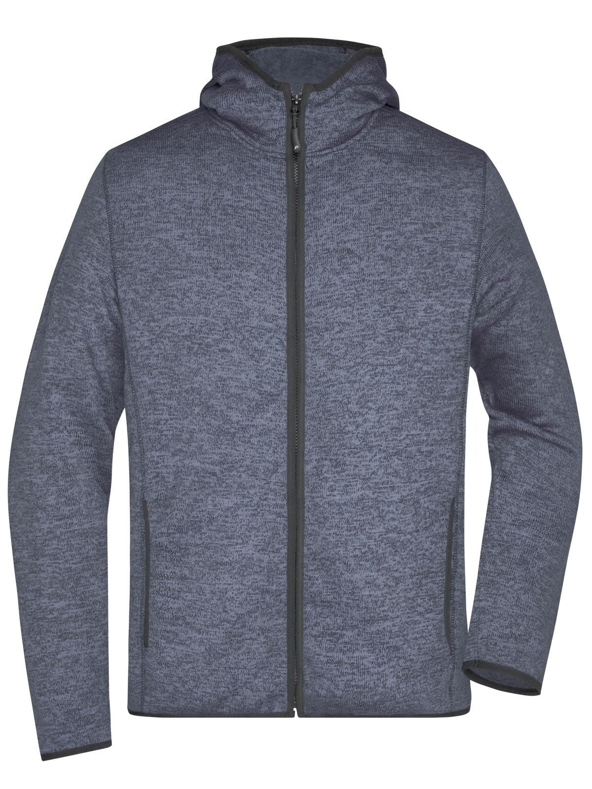Knitted Fleece Hoody Herren – Daiber – Farbe denim-melange/black – individuell veredelbar