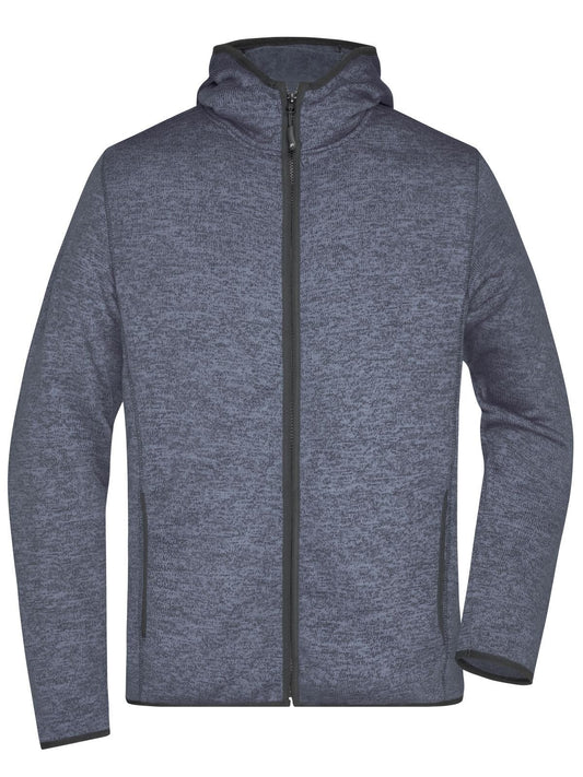 Knitted Fleece Hoody Herren – Daiber – Farbe denim-melange/black – individuell veredelbar
