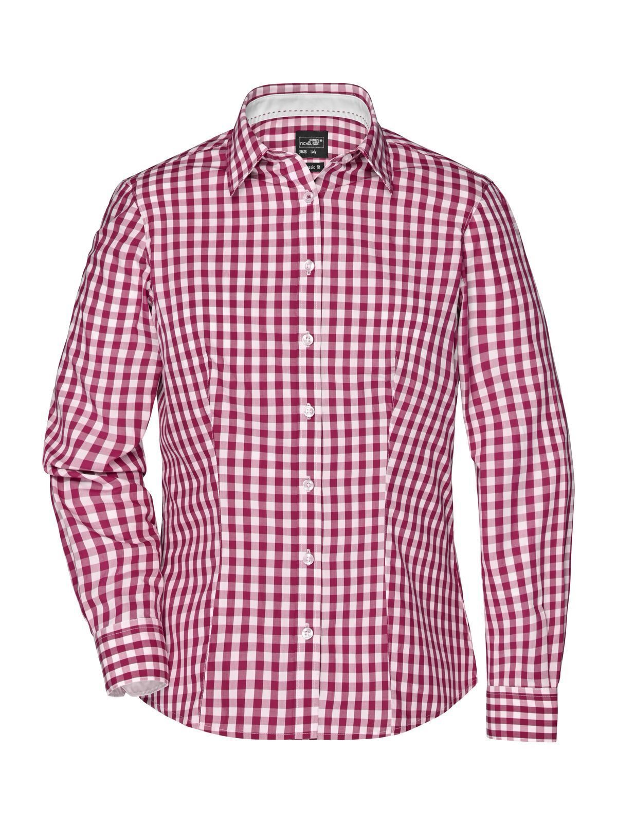 Ladies' Checked Blouse Damen Hemd / Bluse – Daiber – Farbe bordeaux/white – individuell veredelbar