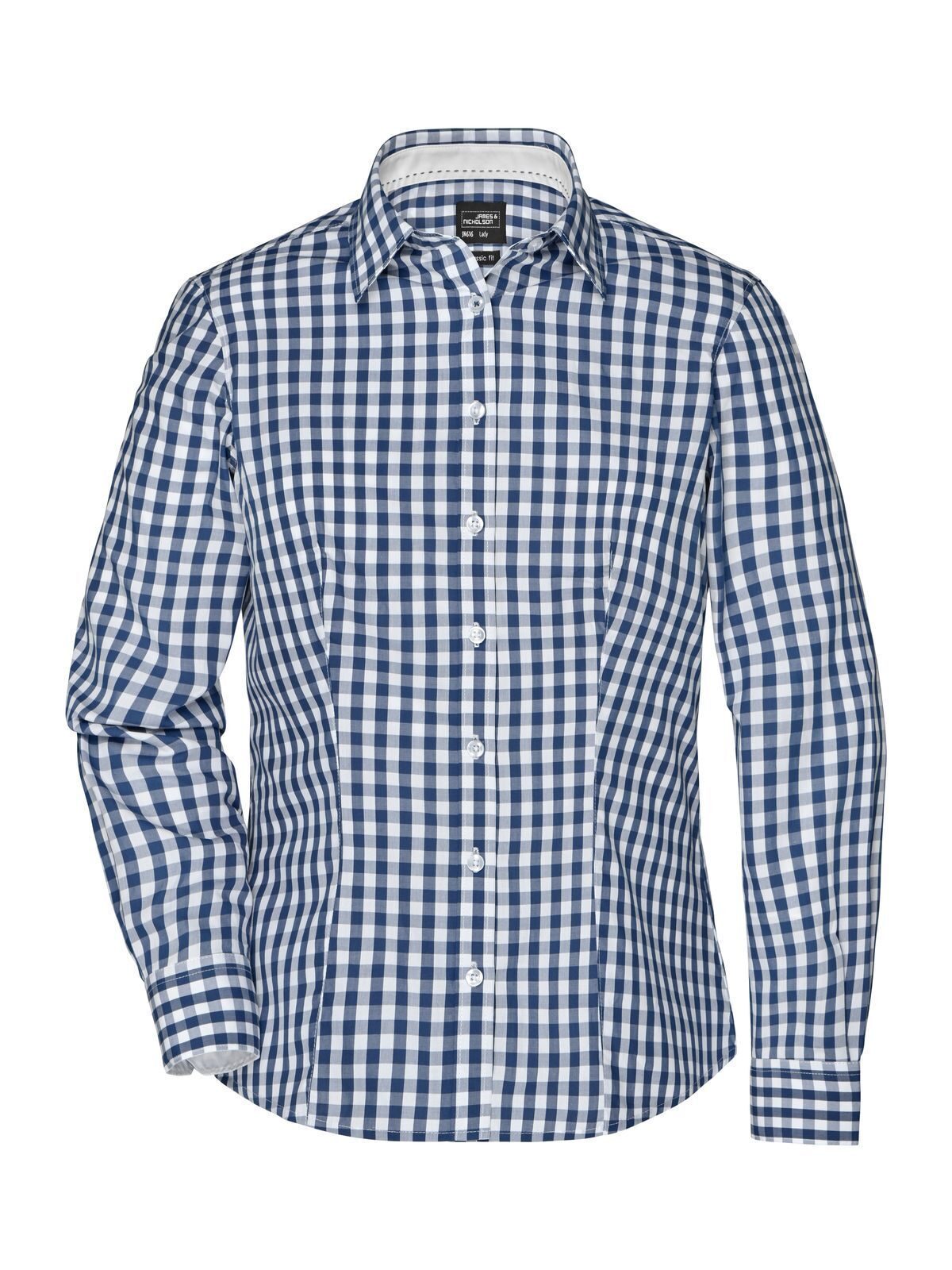 Ladies' Checked Blouse Damen Hemd / Bluse – Daiber – Farbe navy/white – individuell veredelbar