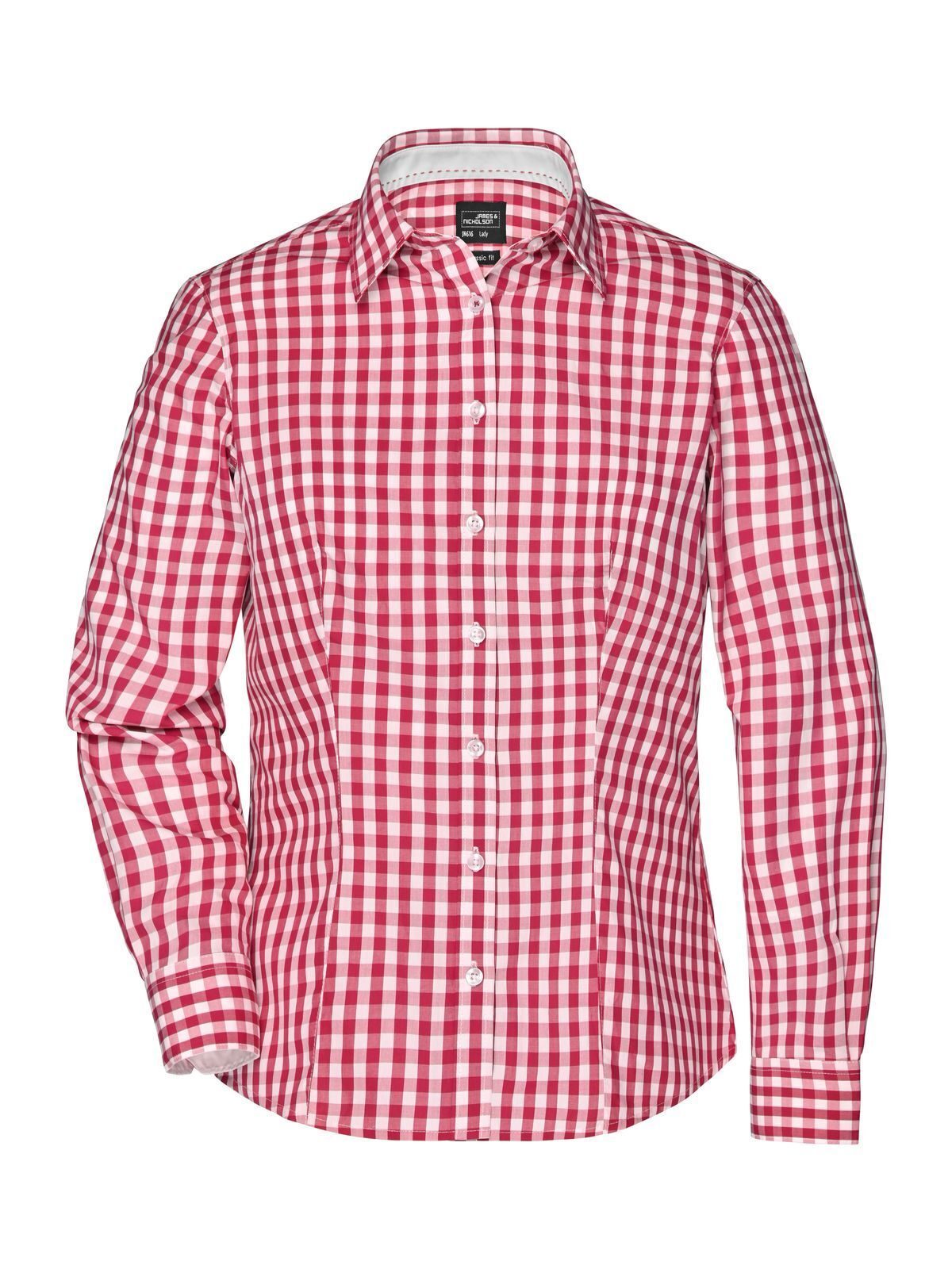 Ladies' Checked Blouse Damen Hemd / Bluse – Daiber – Farbe red/white – individuell veredelbar