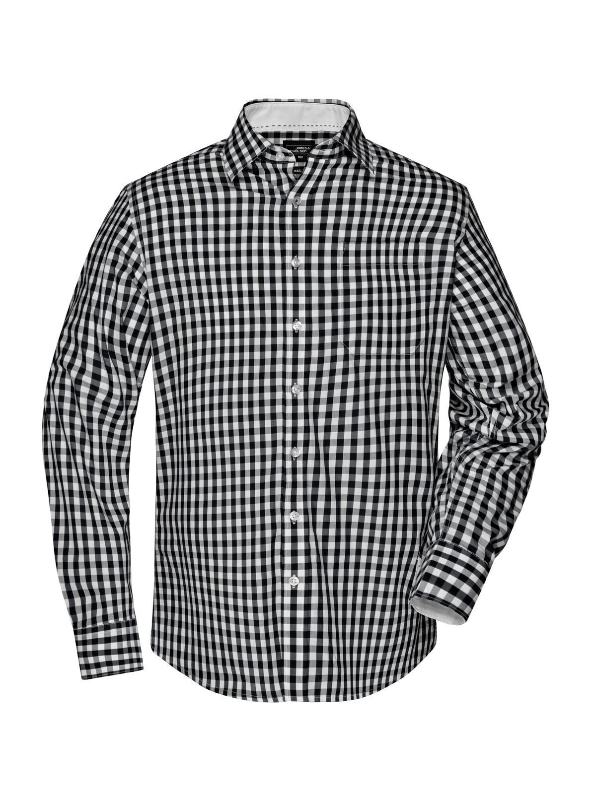 Checked Shirt Herren Hemd / Bluse – Daiber – Farbe black/white – individuell veredelbar