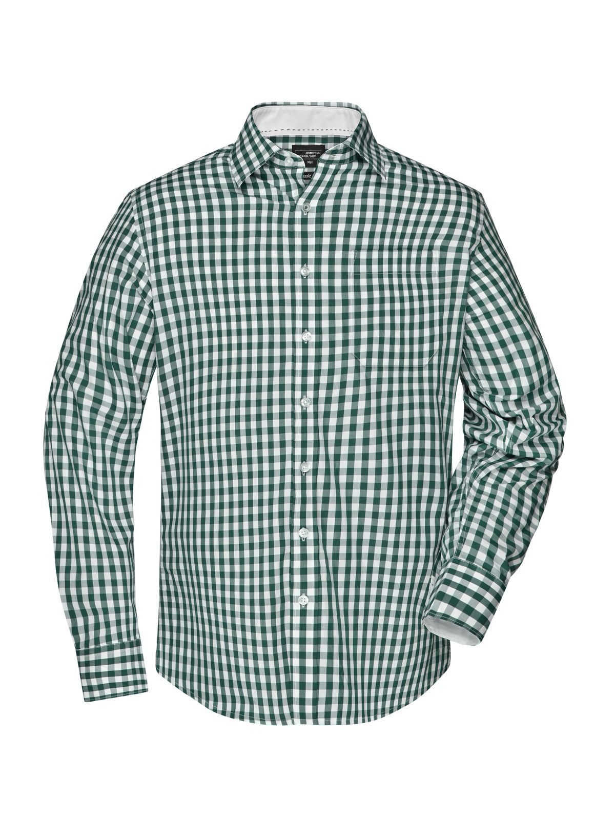 Checked Shirt Herren Hemd / Bluse – Daiber – Farbe forest-green/white – individuell veredelbar