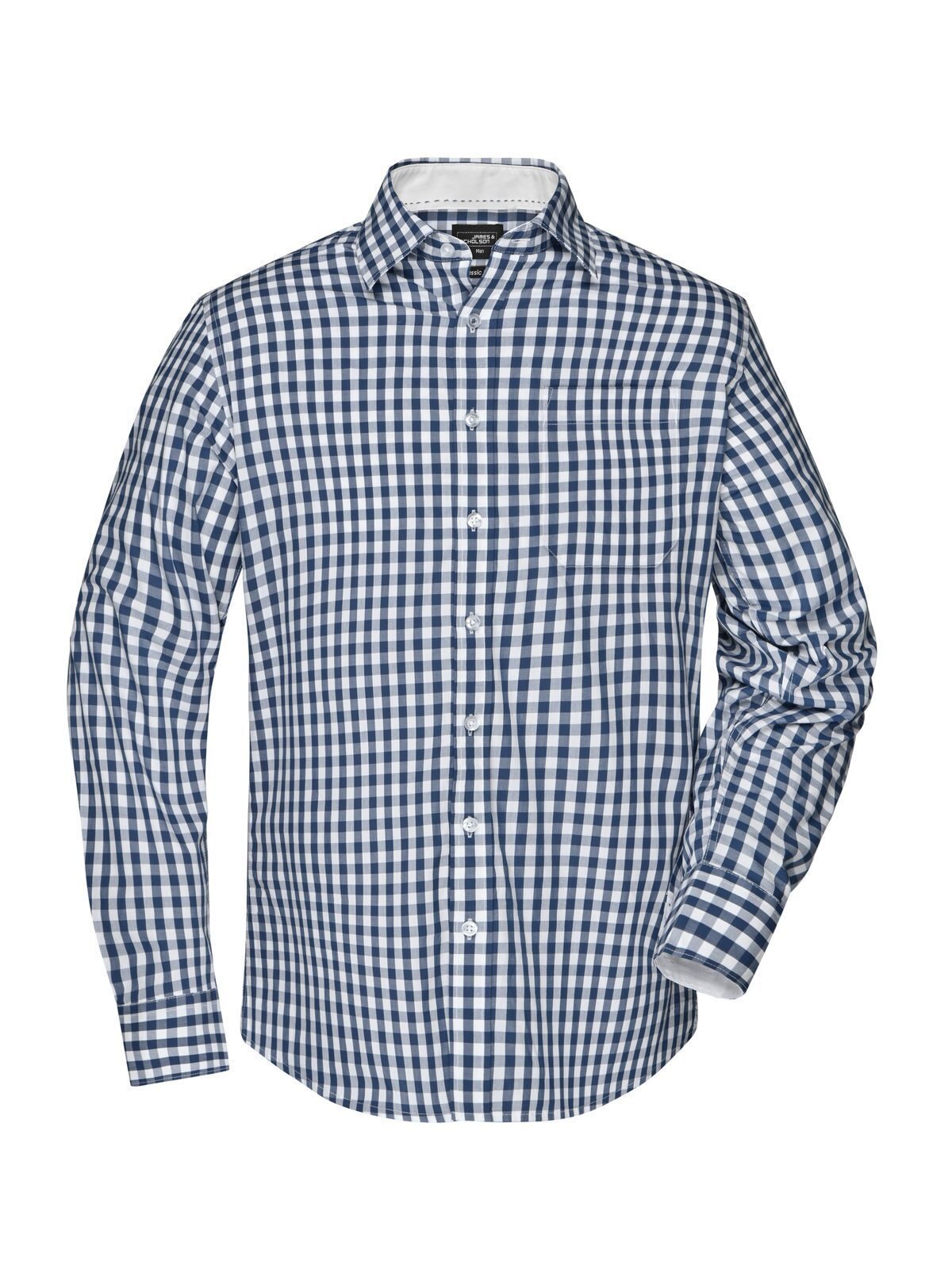 Checked Shirt Herren Hemd / Bluse – Daiber – Farbe navy/white – individuell veredelbar