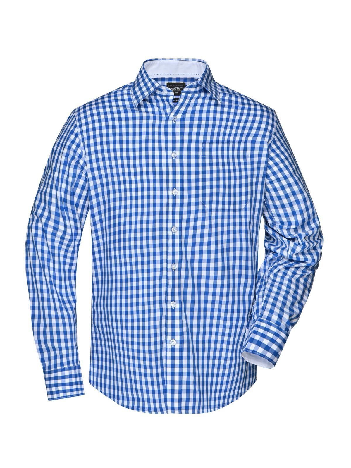 Checked Shirt Herren Hemd / Bluse – Daiber – Farbe royal/white – individuell veredelbar