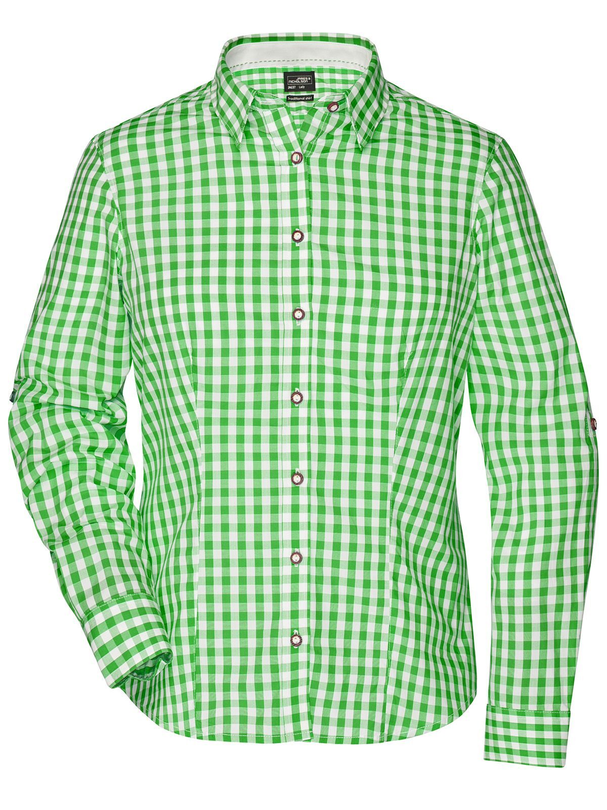 Ladies' Traditional Shirt Damen Hemd / Bluse – Daiber – Farbe green/white – individuell veredelbar