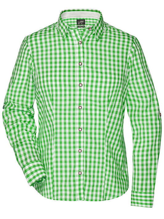 Ladies' Traditional Shirt Damen Hemd / Bluse – Daiber – Farbe green/white – individuell veredelbar