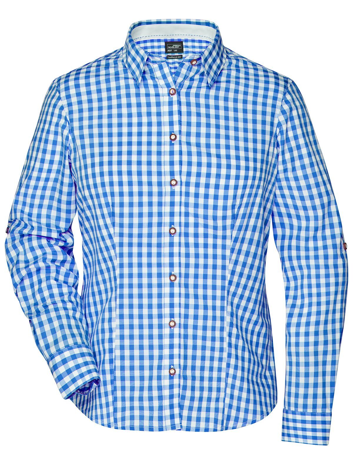 Ladies' Traditional Shirt Damen Hemd / Bluse – Daiber – Farbe royal/white – individuell veredelbar