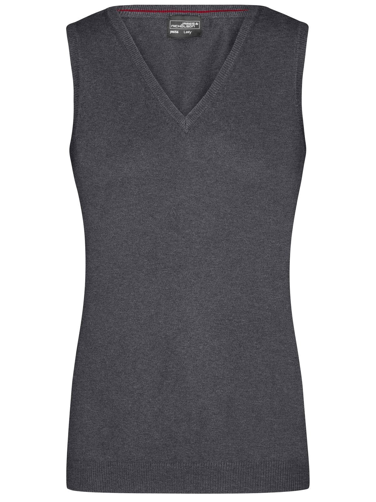 Ladies' V-Neck Pullover Damen Strick / Weste – Daiber – Farbe anthracite-melange – individuell veredelbar