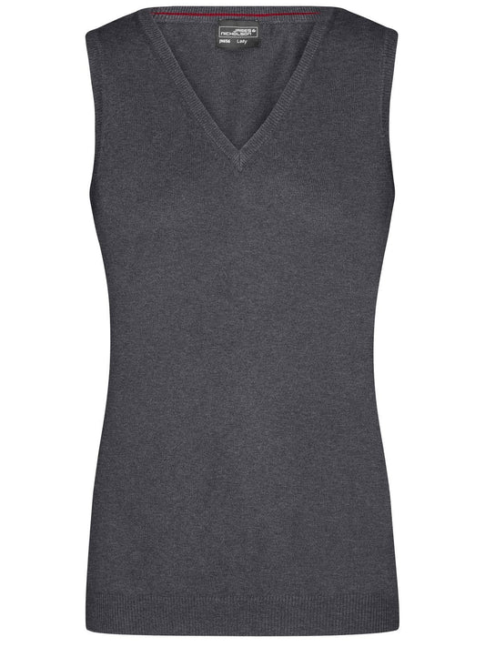 Ladies' V-Neck Pullover Damen Strick / Weste – Daiber – Farbe anthracite-melange – individuell veredelbar