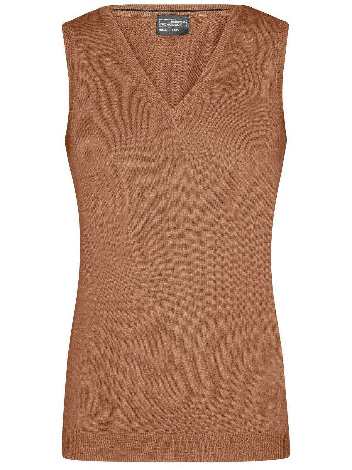 Ladies' V-Neck Pullover Damen Strick / Weste – Daiber – Farbe camel – individuell veredelbar