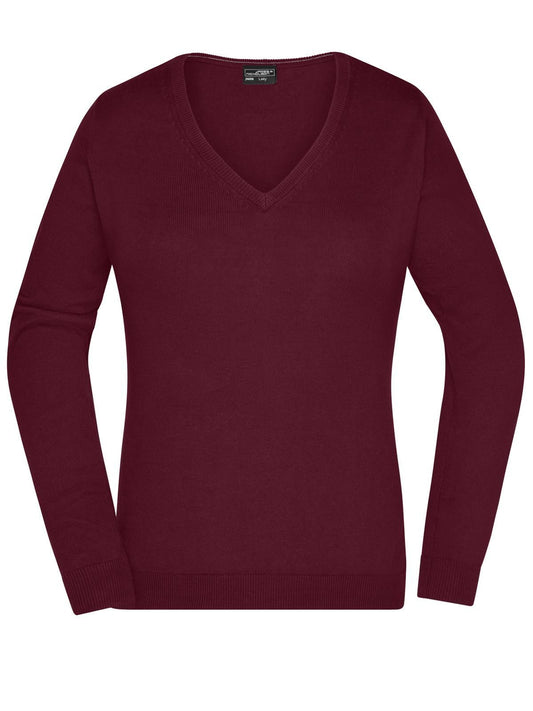 Ladies' V-Neck Pullover Damen Strick / Weste – Daiber – Farbe bordeaux – individuell veredelbar