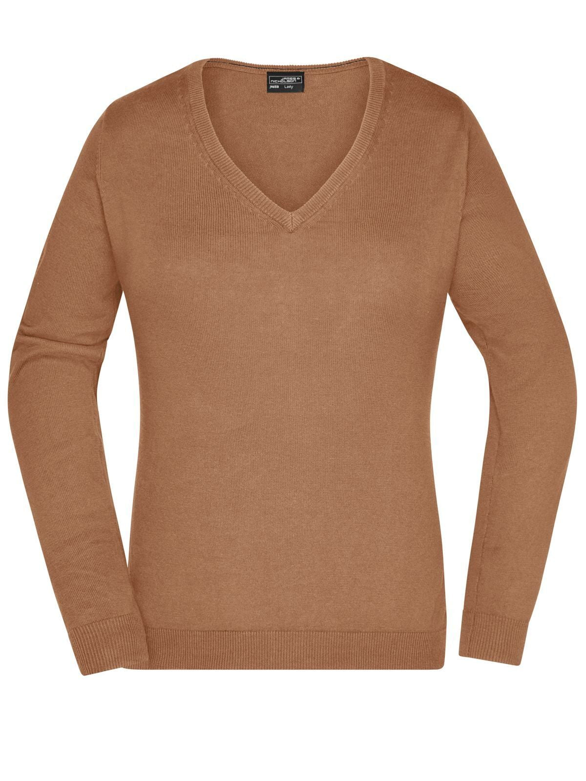 Ladies' V-Neck Pullover Damen Strick / Weste – Daiber – Farbe camel – individuell veredelbar