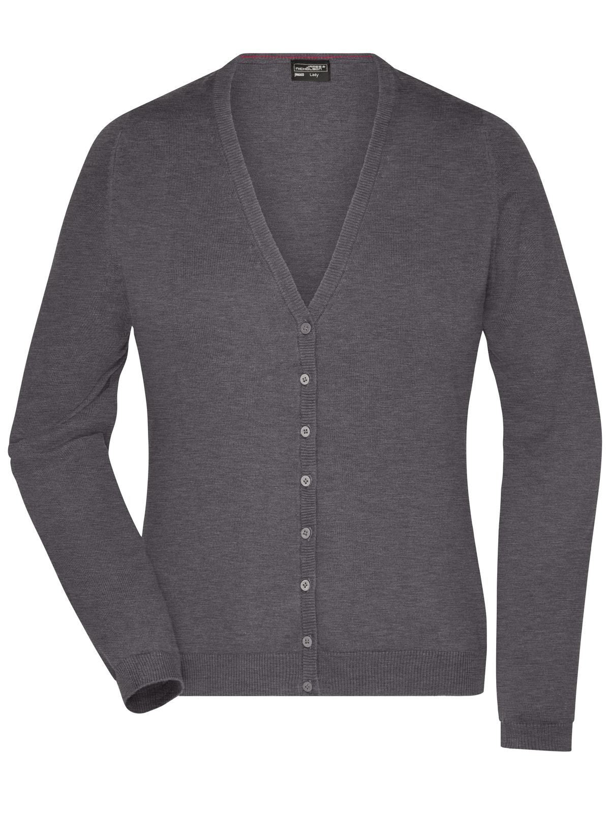Ladies' V-Neck Cardigan Damen Strick / Weste – Daiber – Farbe anthracite-melange – individuell veredelbar