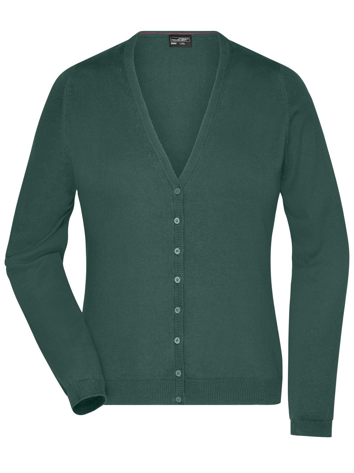 Ladies' V-Neck Cardigan Damen Strick / Weste – Daiber – Farbe Waldgrün – individuell veredelbar
