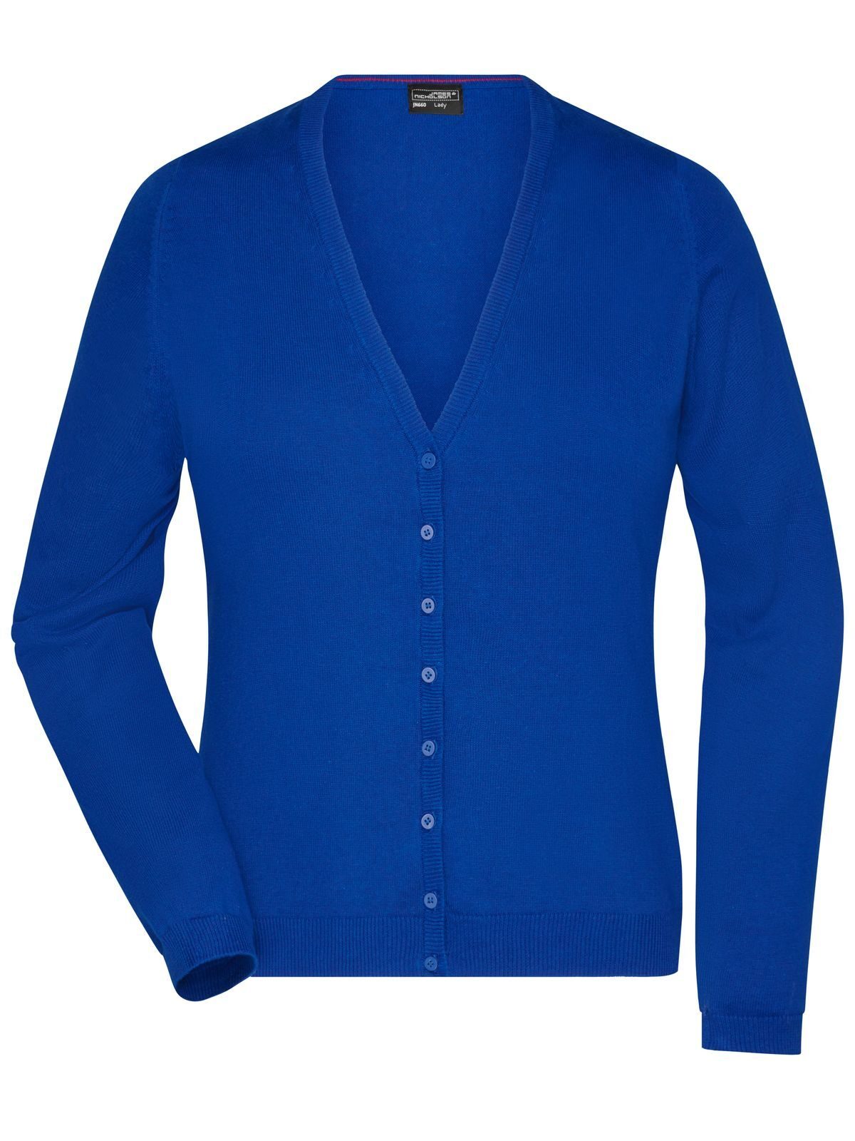 Ladies' V-Neck Cardigan Damen Strick / Weste – Daiber – Farbe Royalblau – individuell veredelbar