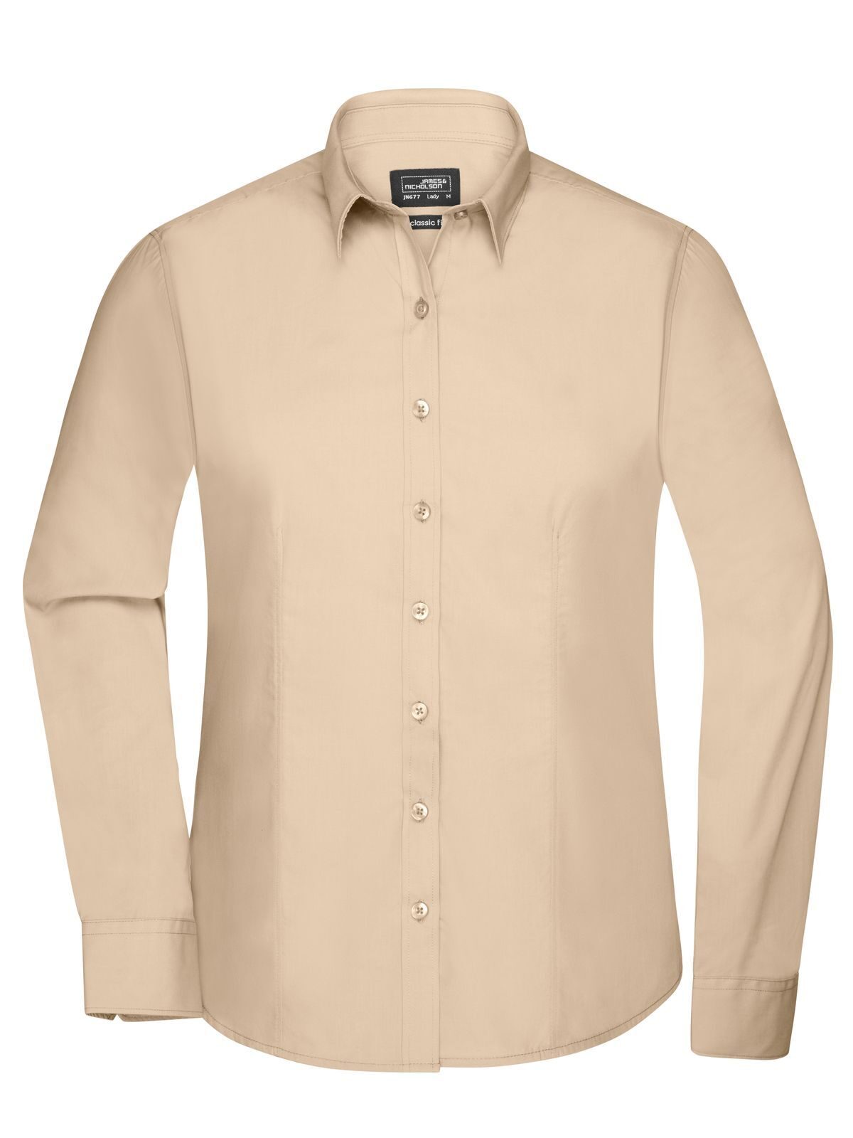 Ladies' Shirt Longsleeve Poplin Damen Hemd / Bluse – Daiber – Farbe Stein – individuell veredelbar