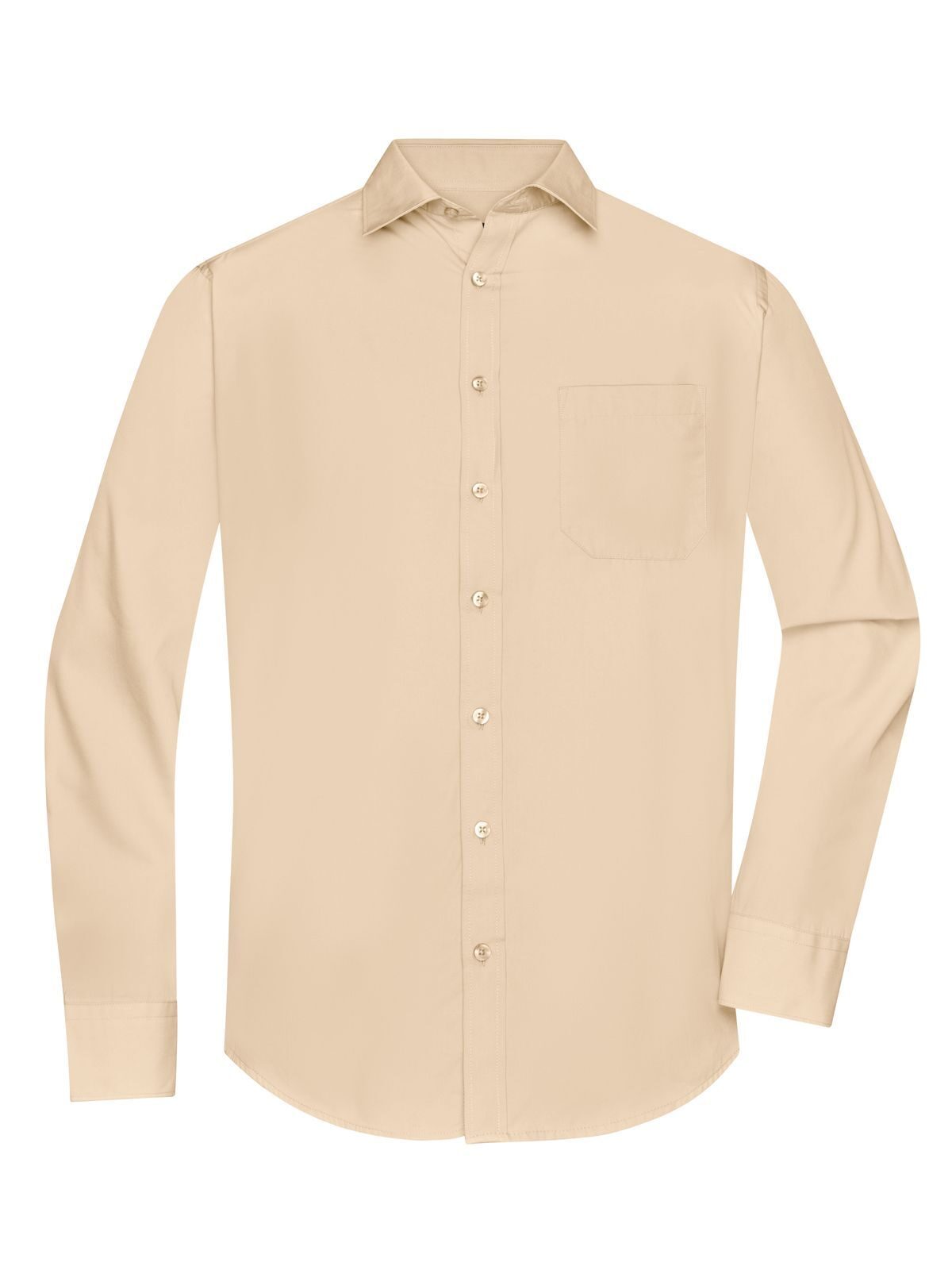 Shirt Longsleeve Poplin Herren Hemd / Bluse – Daiber – Farbe Stein – individuell veredelbar