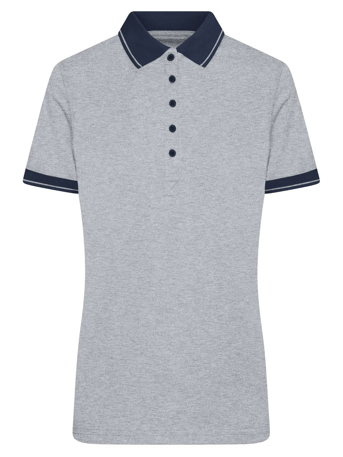 Ladies' Heather Polo Damen Poloshirt – Daiber – Farbe grey-heather/navy – individuell veredelbar