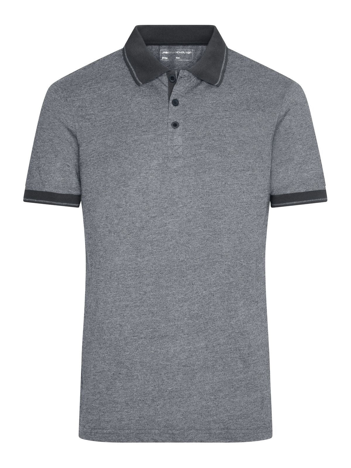 Heather Polo Herren Poloshirt – Daiber – Farbe black-melange/black – individuell veredelbar